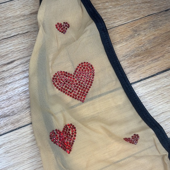 Dbleudazzled Hand Crystal Hearts Mesh Bodysuit - Picture 6 of 11